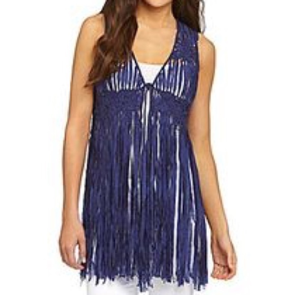 Buffalo David Bitton Jackets & Blazers - Buffalo David Bitton Rania Fringed Crochet Vest-M